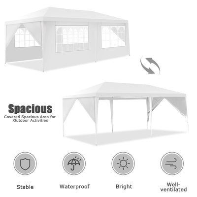 10 x 20 Feet 6 Sidewalls Canopy Tent with Carry Bag