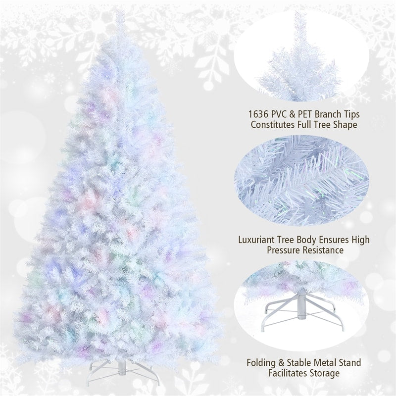 8ft White Iridescent Tinsel Artificial Christmas Tree with 1636 Branch Tips