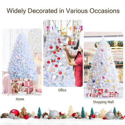 8ft White Iridescent Tinsel Artificial Christmas Tree with 1636 Branch Tips