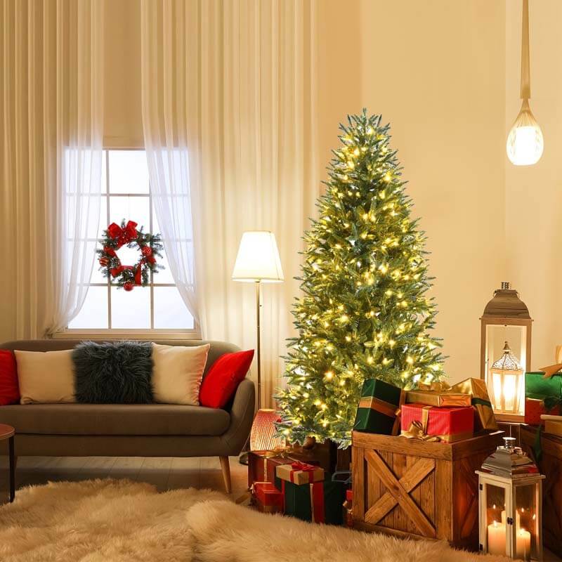 6FT Artificial Christmas Tree with 2 Lighting Colors and 9 Flash Modes