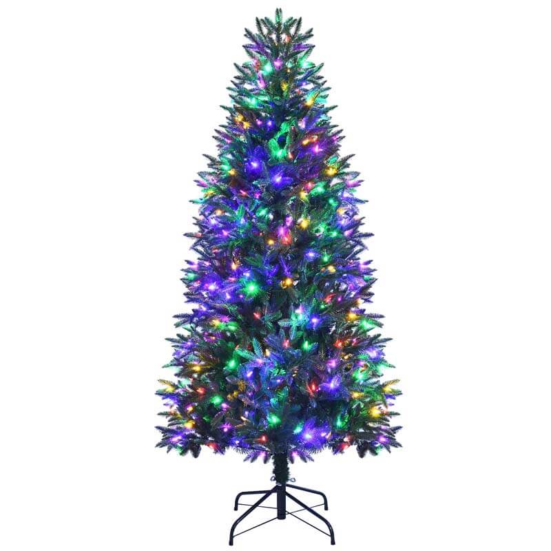 6FT Artificial Christmas Tree with 2 Lighting Colors and 9 Flash Modes