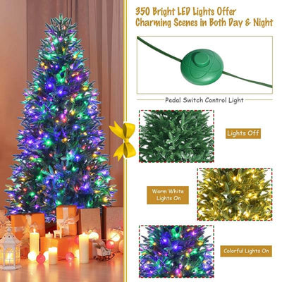 6FT Artificial Christmas Tree with 2 Lighting Colors and 9 Flash Modes