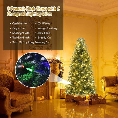 6FT Artificial Christmas Tree with 2 Lighting Colors and 9 Flash Modes