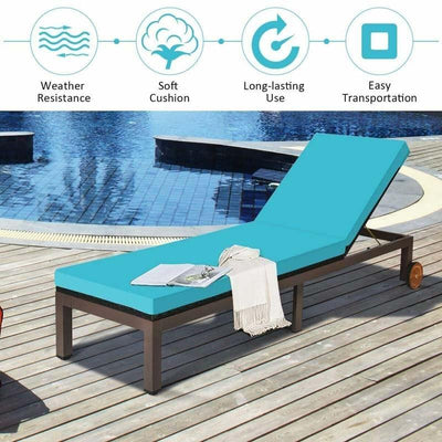 Outdoor Adjustable Rattan Chaise Lounger Recliner Chair with Cushion