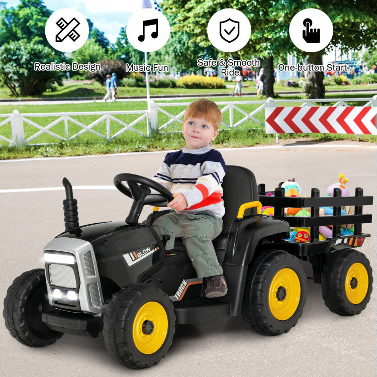 12V Battery Powered Ride On Tractor Electric Vehicle Toy Car with 3-Ge ...