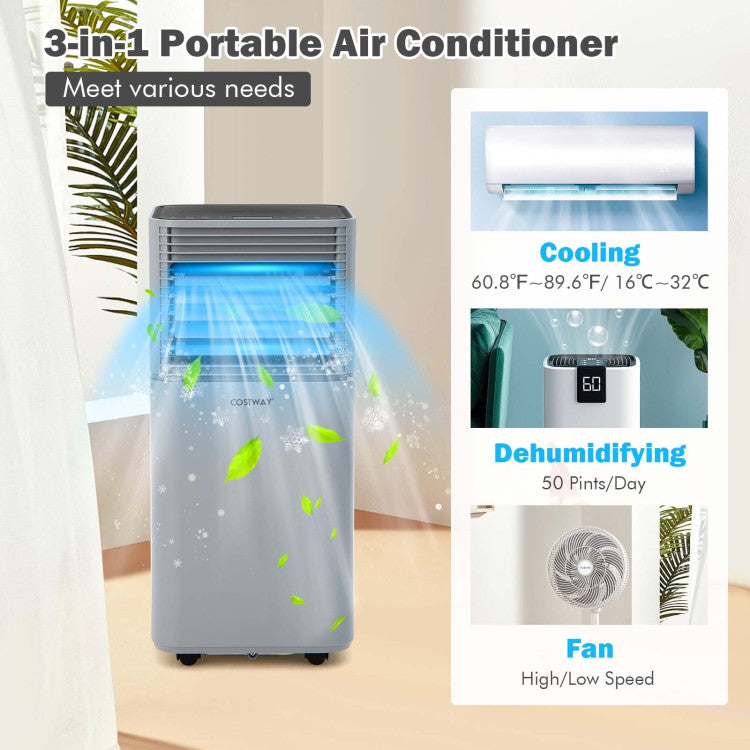 3-in-1 Portable Air Conditioner 10000 BTU AC Unit Air Cooler with Remote Control and 1-24 Hours Timer