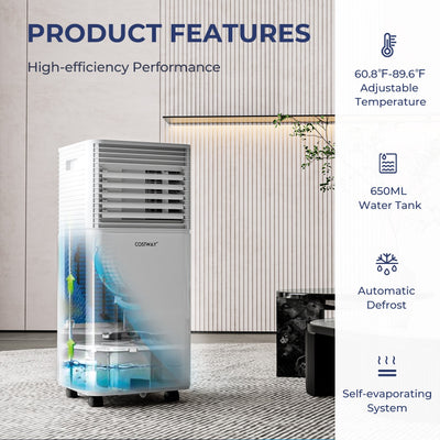 3-in-1 Portable Air Conditioner 10000 BTU AC Unit Air Cooler with Remote Control and 1-24 Hours Timer