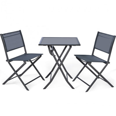 3 Pieces Bistro Set Garden Backyard Table Chairs Furniture Set