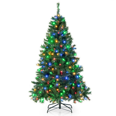 6 Feet Pre-Lit Hinged Christmas Tree with 260 Multi-Color Lights