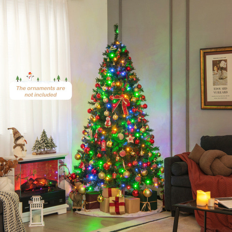 6 Feet Pre-Lit Hinged Christmas Tree with 260 Multi-Color Lights