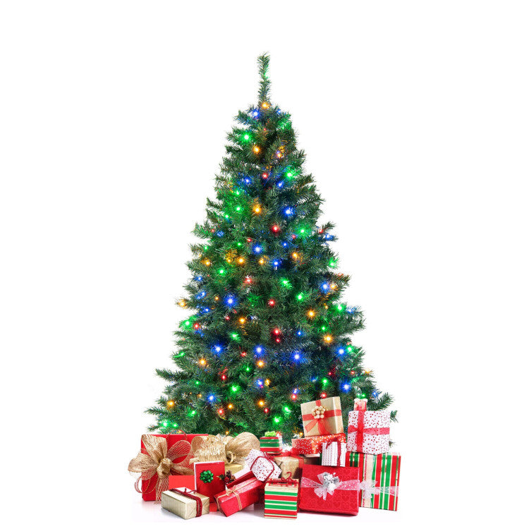 6 Feet Pre-Lit Hinged Christmas Tree with 260 Multi-Color Lights