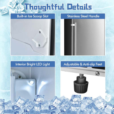 80LBS/24H Commercial Ice Machine Freestanding Under Counter Ice Cube Maker with Drain Pump and 25lbs Ice Bin