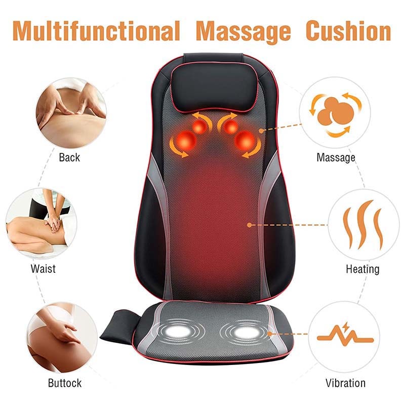 Back Massager Chair with Deep Tissue Kneading, Seat Vibration, and