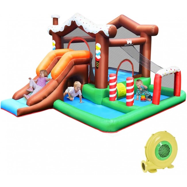 Outdoor Indoor Inflatable Kids Bounce House with 480W Air Blower