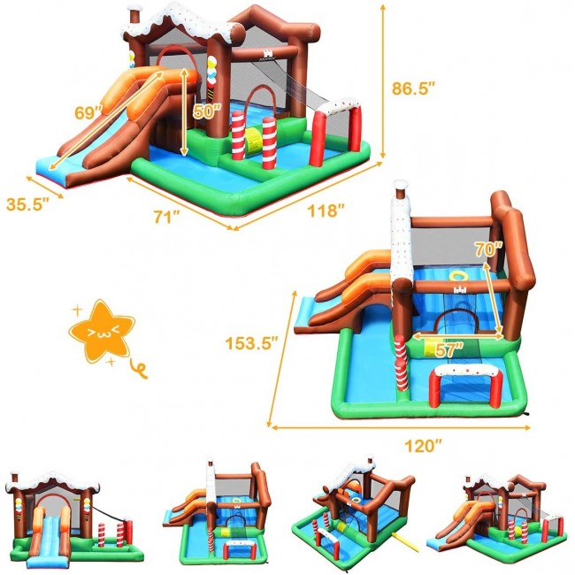 Outdoor Indoor Inflatable Kids Bounce House with 480W Air Blower