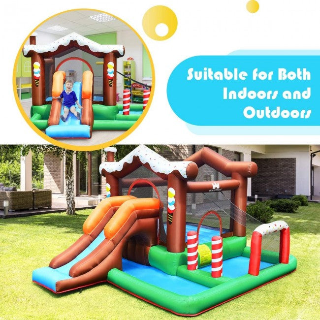 Outdoor Indoor Inflatable Kids Bounce House with 480W Air Blower