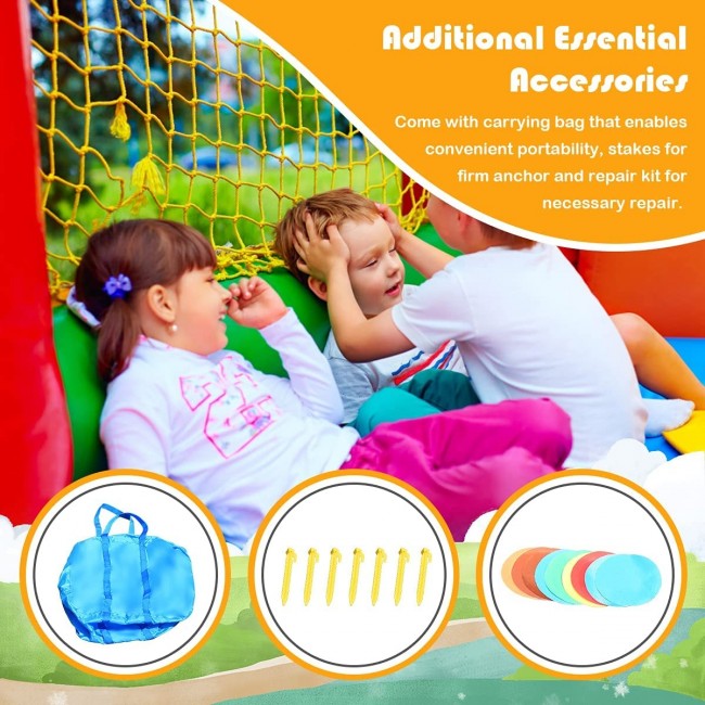 Outdoor Indoor Inflatable Kids Bounce House with 480W Air Blower