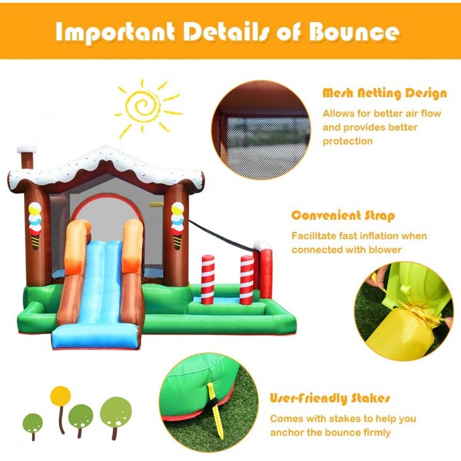 Outdoor Indoor Inflatable Kids Bounce House with 480W Air Blower